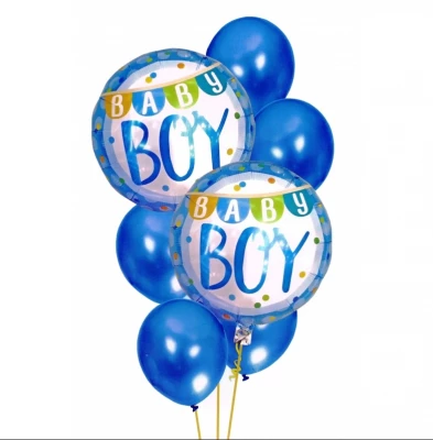 KIK Balónky pro chlapečka babyshower 30-46 cm 7 ks modré