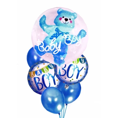 KIK Balóniky pre chlapčeka babyshower 6 ks modré