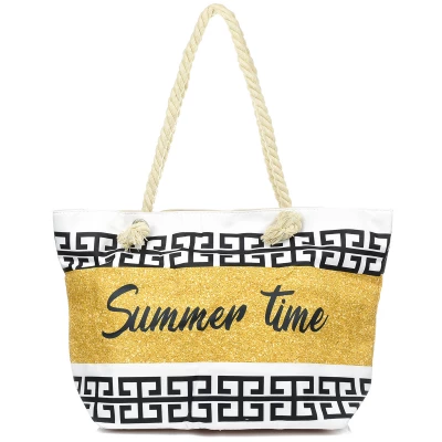 Versoli T61 Plážová taška Summer Time s potiskem zlatá