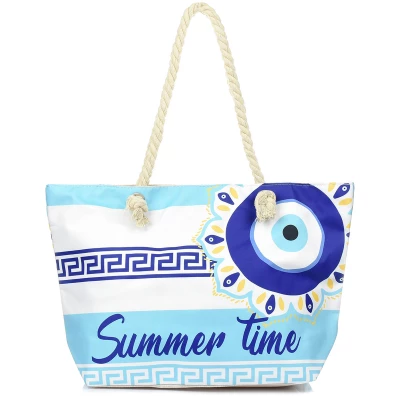 Versoli T61 Plážová taška Summer Time s potiskem bílomodrá