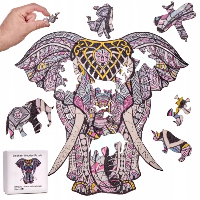 KIK KX5371 Drevené puzzle slon A3 106 prvkov