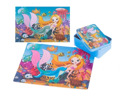 KIK KX5364 Puzzle v plechovej krabičke morská panna 100 ks