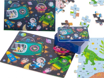 KIK KX5364 Puzzle v plechové krabičce vesmír 100 ks