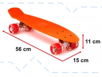 KIK Pennyboard so svietiacimi LED kolesami 56 x 15 cm oranžový