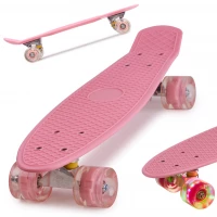 KIK Pennyboard se svítícími LED koly 56 x 15 cm růžový