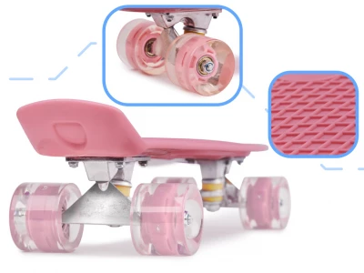 KIK Pennyboard se svítícími LED koly 56 x 15 cm růžový
