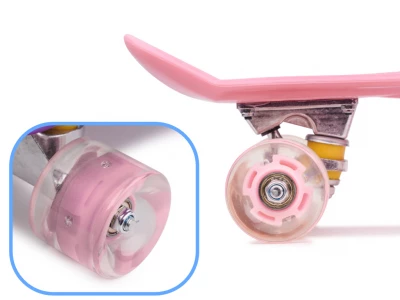 KIK Pennyboard se svítícími LED koly 56 x 15 cm růžový
