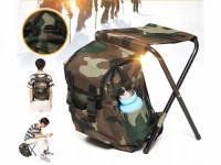 Verk 01677 Skládací kempingová stolička s batohem 3 v 1 maskáč
