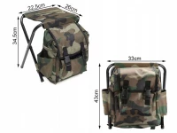 Verk 01677 Skládací kempingová stolička s batohem 3 v 1 maskáč