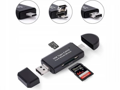 Verk 06258 Čítačka kariet OTG 5 v 1, TF/SD, USB, Micro USB, USB-C