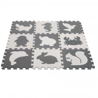 KIK Kontrastné penové puzzle 85 cm x 85 cm, 9 ks čierna, krémová