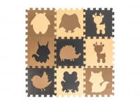 KIK Kontrastní pěnové puzzle 85 cm x 85 cm, 9 ks hnědá, krémová