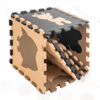 KIK Kontrastní pěnové puzzle 85 cm x 85 cm, 9 ks hnědá, krémová