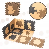 KIK Kontrastní pěnové puzzle 85 cm x 85 cm, 9 ks hnědá, krémová