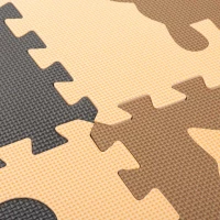 KIK Kontrastní pěnové puzzle 85 cm x 85 cm, 9 ks hnědá, krémová
