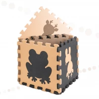 KIK Kontrastní pěnové puzzle 85 cm x 85 cm, 9 ks hnědá, krémová