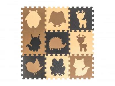 KIK Kontrastní pěnové puzzle 85 cm x 85 cm, 9 ks hnědá, krémová
