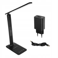 Verk 12256 LED stolná lampa s meteo stanicou čierna