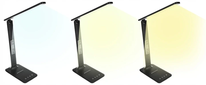 Verk 12256 LED stolná lampa s meteo stanicou čierna