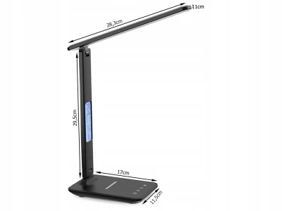 Verk 12256 LED stolná lampa s meteo stanicou čierna