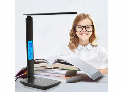 Verk 12256 LED stolná lampa s meteo stanicou čierna