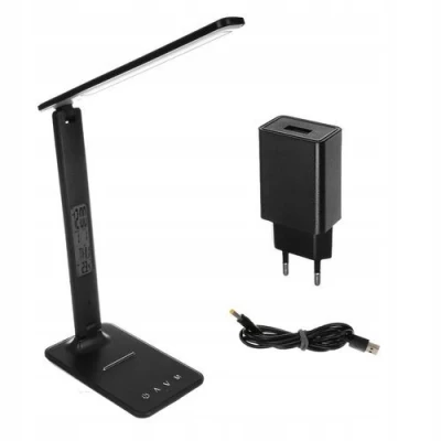 Verk 12256 LED stolná lampa s meteo stanicou čierna