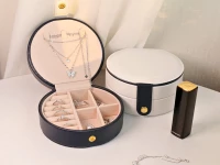 Verk 01787 Designová šperkovnice se zrcátkem kulatá bílá