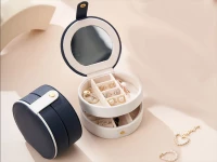 Verk 01787 Designová šperkovnice se zrcátkem kulatá bílá