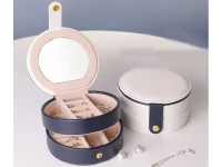 Verk 01787 Designová šperkovnice se zrcátkem kulatá bílá