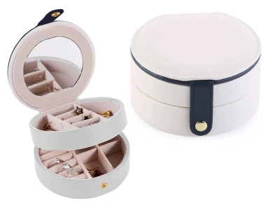 Verk 01787 Designová šperkovnice se zrcátkem kulatá bílá