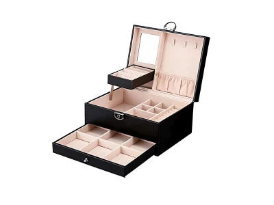 Verk 01784 Designová šperkovnice se zrcátkem černá