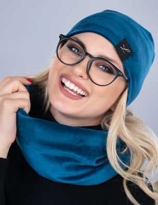 LEMA 1231 Dámský zimní set čepice a nákrčník zelený