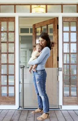 Ruhhy 19381 Svinovací bezpečnostní zábrana 160 x 85 cm šedá