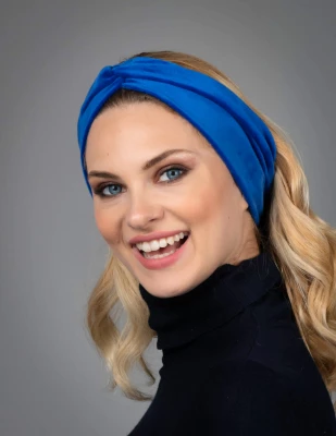 LEMA 1335 Dámská velurová zimní čelenka tmavě modrá