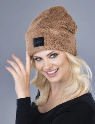 LEMA 1343 Dámská zimní čepice Teddy cappuccino