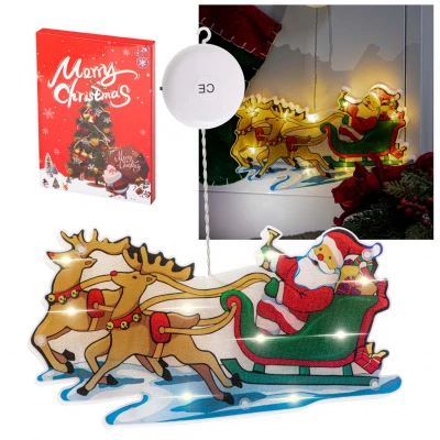 KIK KX5244 Svítící Santa Claus na saních za okno 23 cm