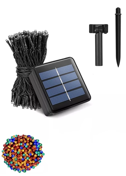 KIK KX5233 Vánoční osvětlení 200 LED, IP65, multicolor, solární napájení 20 m