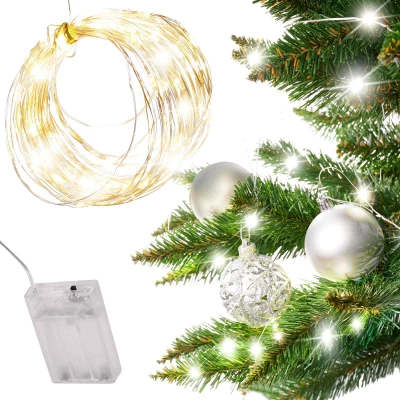 KIK KX5253 Světelný řetěz na baterie 100 LED studená bílá 10 m