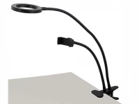 Verk 15751 Lampa s klipem a držákem na mobil, USB 24 LED černá