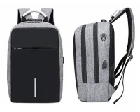 APT BQ57 Chytrý batoh Unisex s USB, zámek, šedočerný