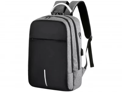 APT BQ57 Chytrý batoh Unisex s USB, zámek, šedočerný