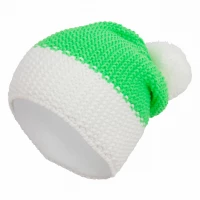 Haker Dámská zimní čepice proužek s bambulí zelenobílá