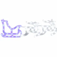 eCa Vánoční LED Sáně se soby 61 x 19 cm, IP20 bílo-modré