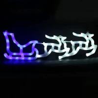 eCa Vánoční LED Sáně se soby 61 x 19 cm, IP20 bílo-modré