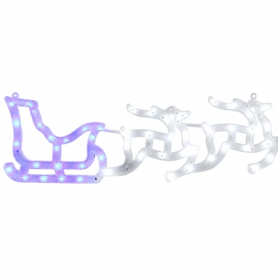 eCa Vánoční LED Sáně se soby 61 x 19 cm, IP20 bílo-modré
