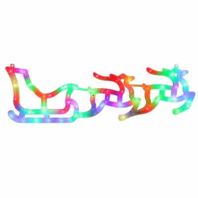 eCa Vánoční LED Sáně se soby 61 x 19 cm, IP20 multicolor