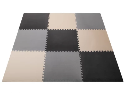 KIK KX5154 Pěnová podložka puzzle 60 x 60 cm, 9 ks černo-šedo-bílá