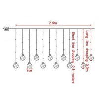 eCa Světelný závěs koule 180 LED, 2,5 m teplá bílá