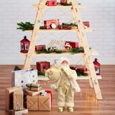 eCa KSN27 Vánoční dekorace Svatý Mikuláš 30 cm béžový