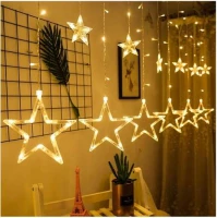 ISO 19750 Světelný závěs hvězdy 138 LED, USB, dálkové ovládání, teplá bílá